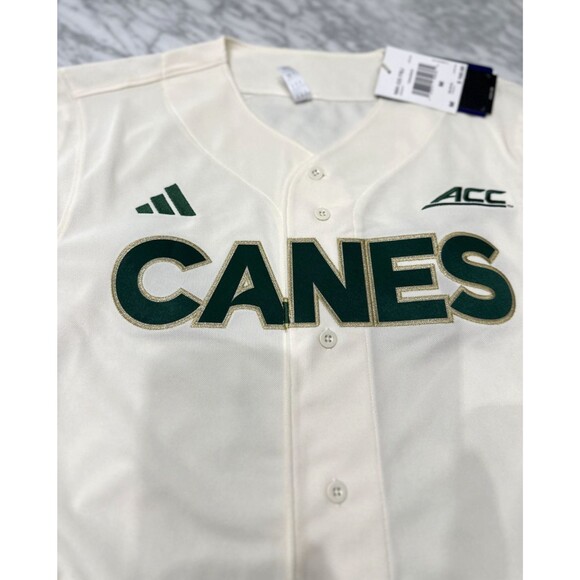 Adidas Miami Hurricanes Canes Baseball Button Down Jersey Men’s Medium JD0739 - Picture 3 of 8